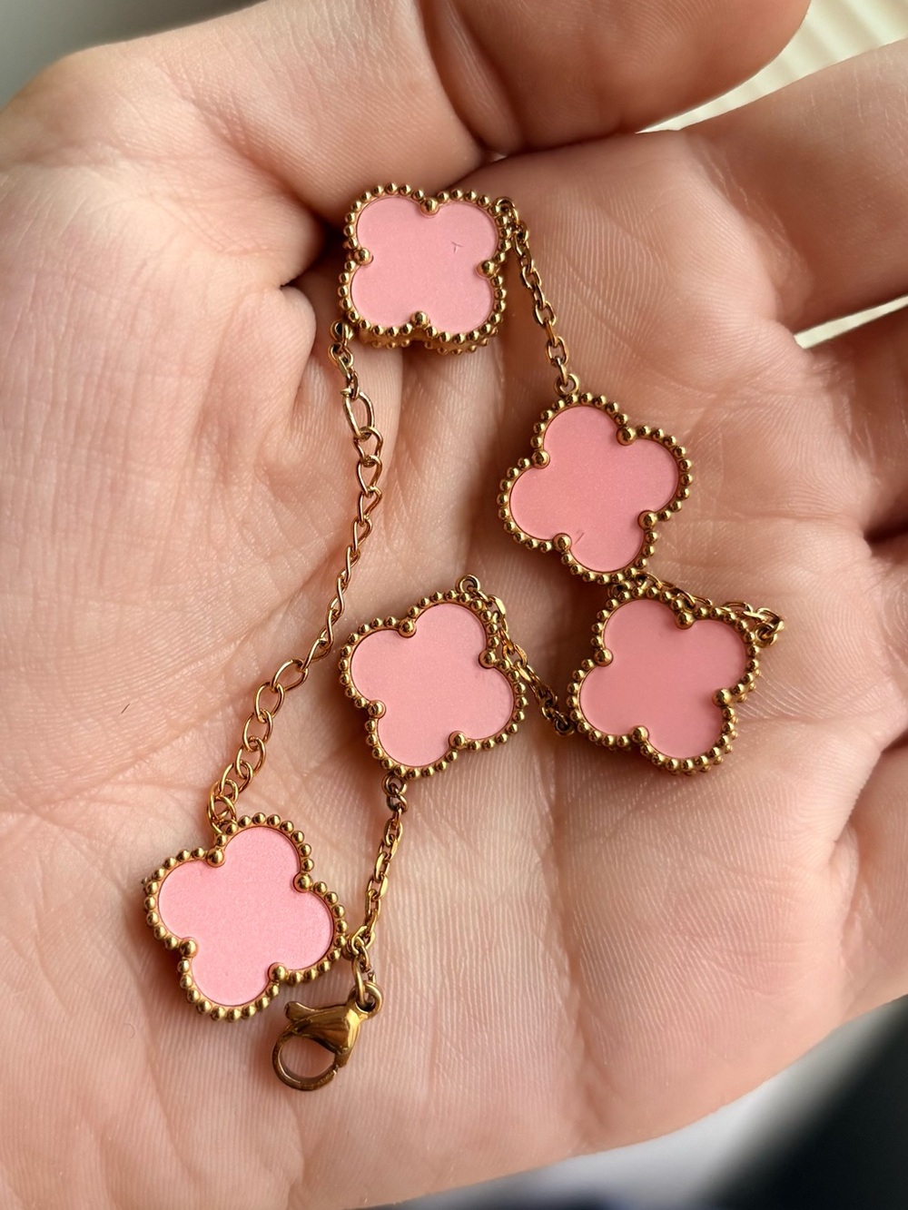 Pink Four Leaf Clover Bracelet